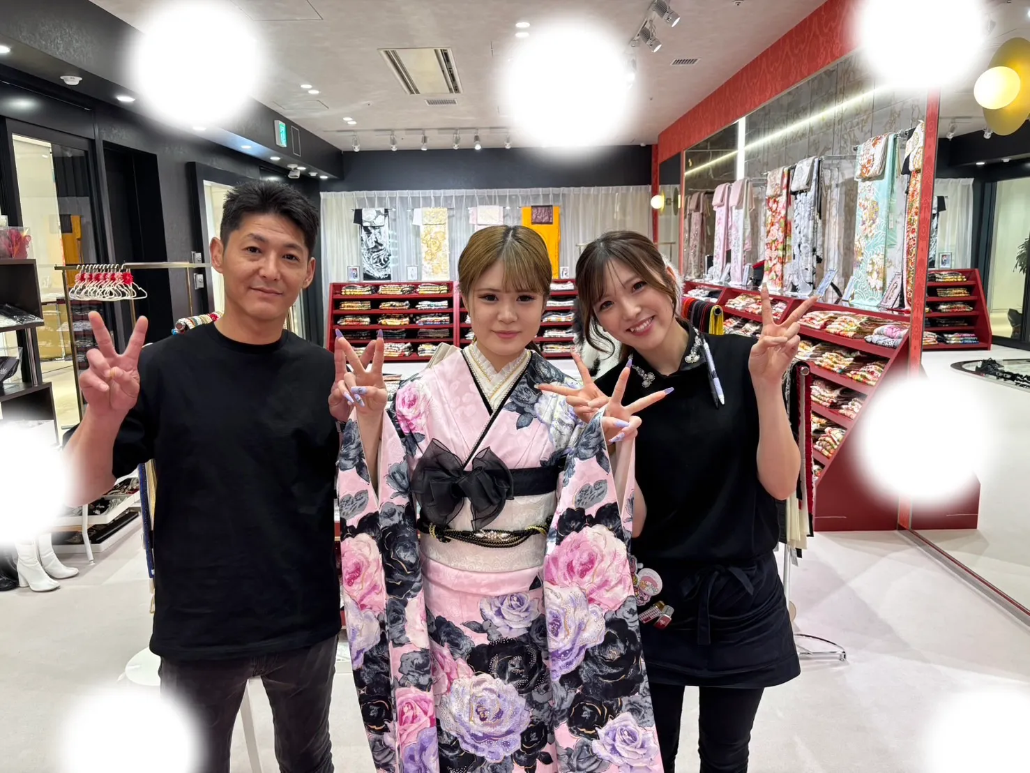 成人式　前撮り　梅田　袴　卒業式　くすみ　ヘップバーン　ピンク　黒