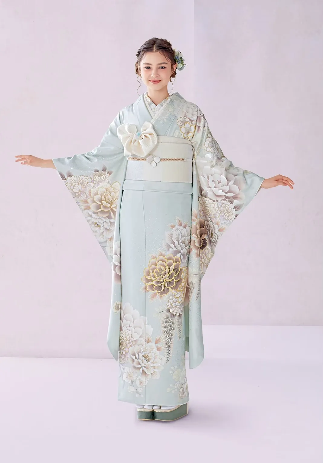 成人式　くすみ振袖　梅田