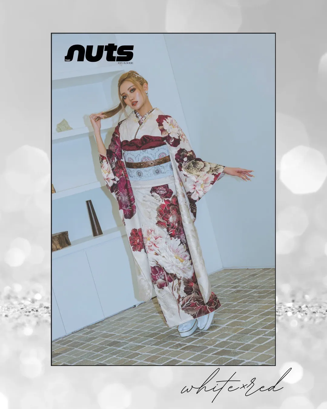 nuts　成人式　振袖　TAKAZEN　TAKAZEN姫路店　袴　振袖レンタル　前撮り撮影会　姫路市　加古川市　キラキラ　くすみカラー　ピンク　リボン　2026年成人式　2025年成人式　