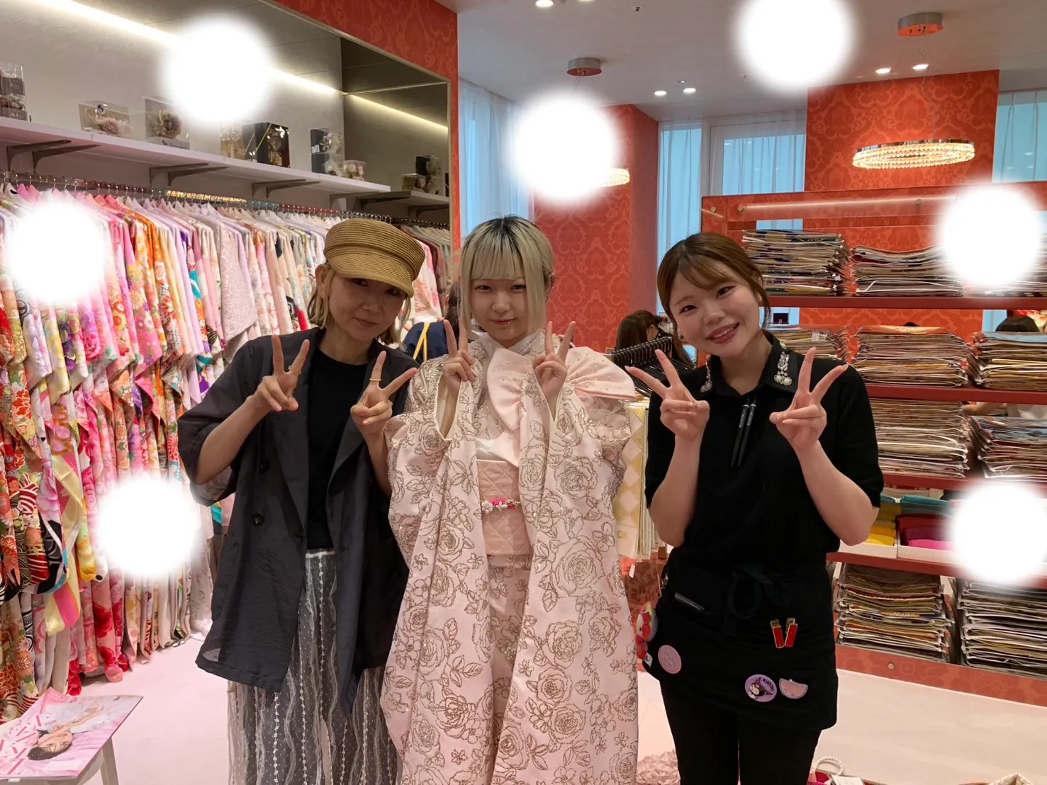 成人式　前撮り　梅田　振袖　シュシュ　ピンク