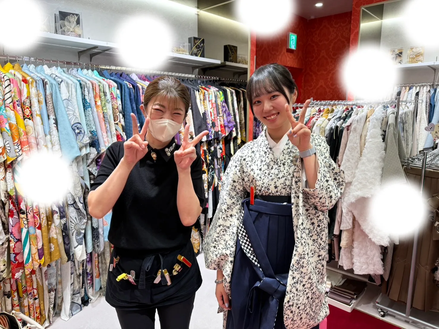 成人式　前撮り　梅田　袴　青　くすみ
