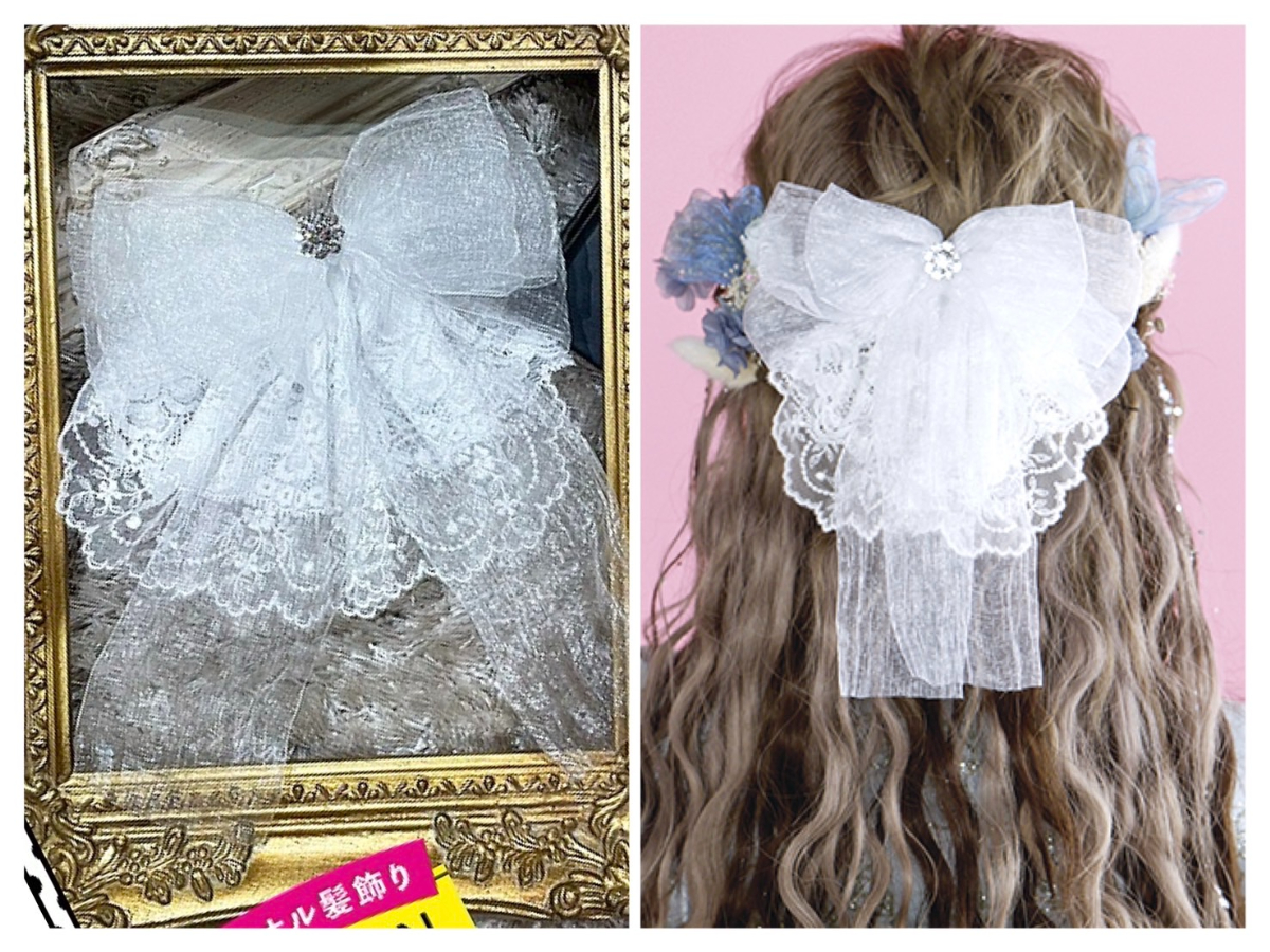 振袖レンタル　奈良　橿原　かわいい　おしゃれ　個性派　かわいい　かっこいい　くすみ　イマドキ　髪飾り　レースリボン