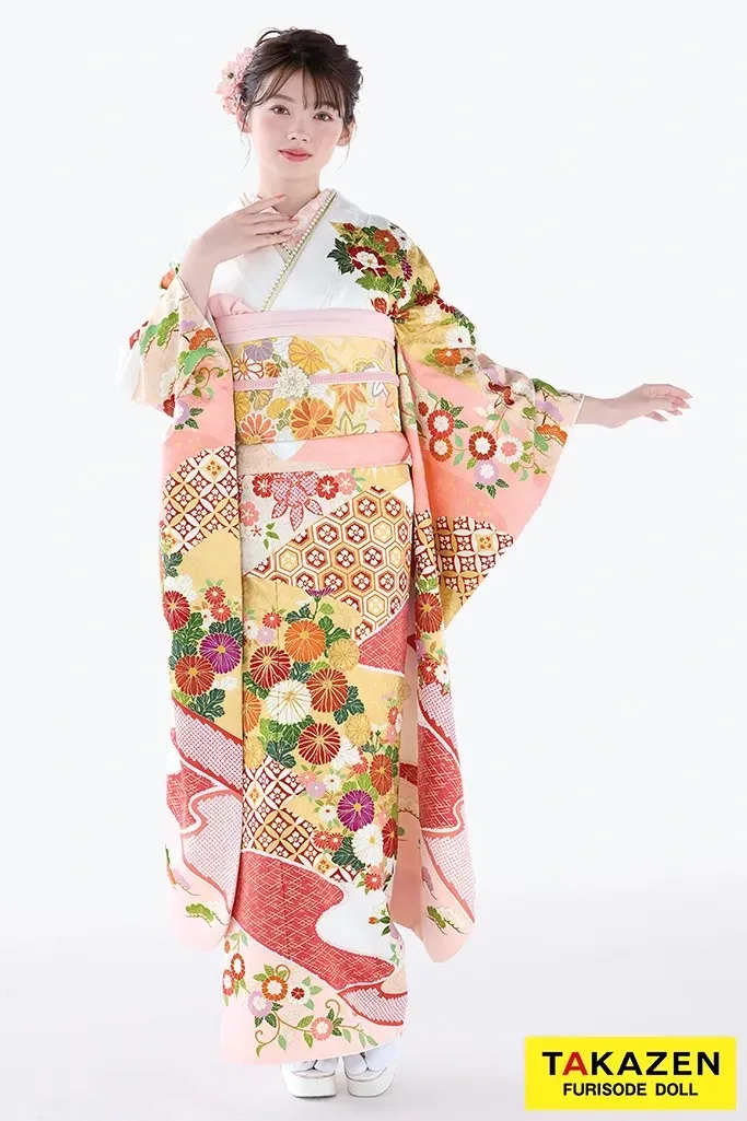 TAKAZEN　タカゼン　堺エリア　成人式振袖レンタル　ピンク振袖　可愛い　古典振袖　レース　キラキラ