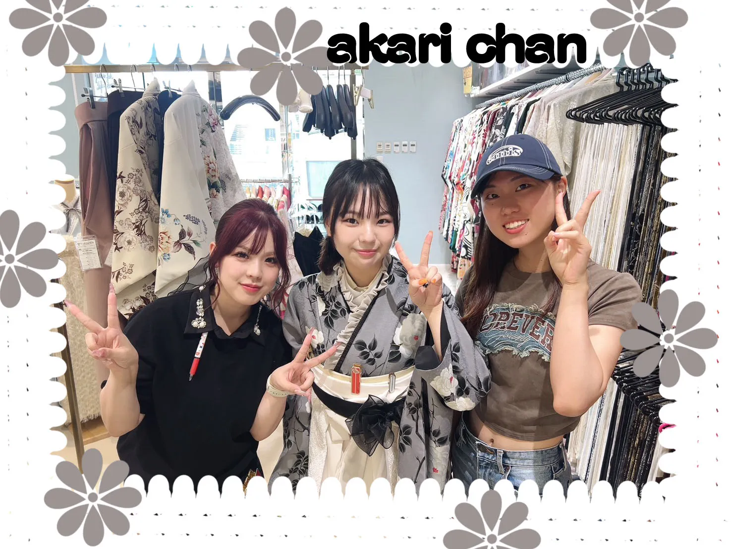 TAKAZEN　タカゼン　takazen堺店　卒業式袴レンタル　白袴　グレー　お洒落袴コーデ