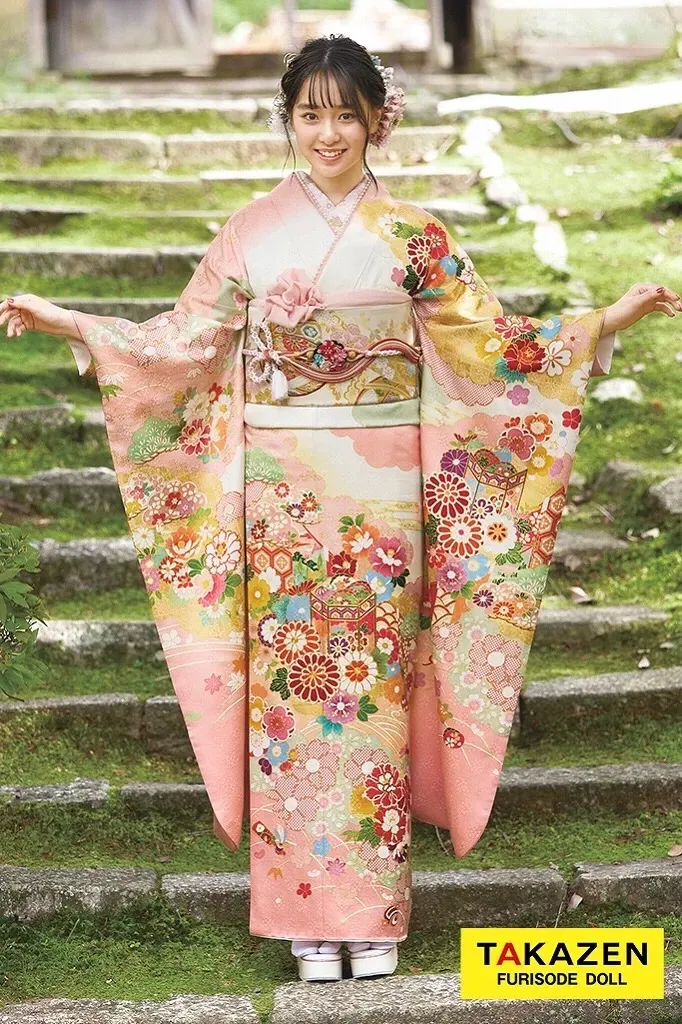 TAKAZEN　タカゼン　堺エリア　成人式振袖レンタル　ピンク振袖　可愛い　古典振袖　レース　キラキラ
