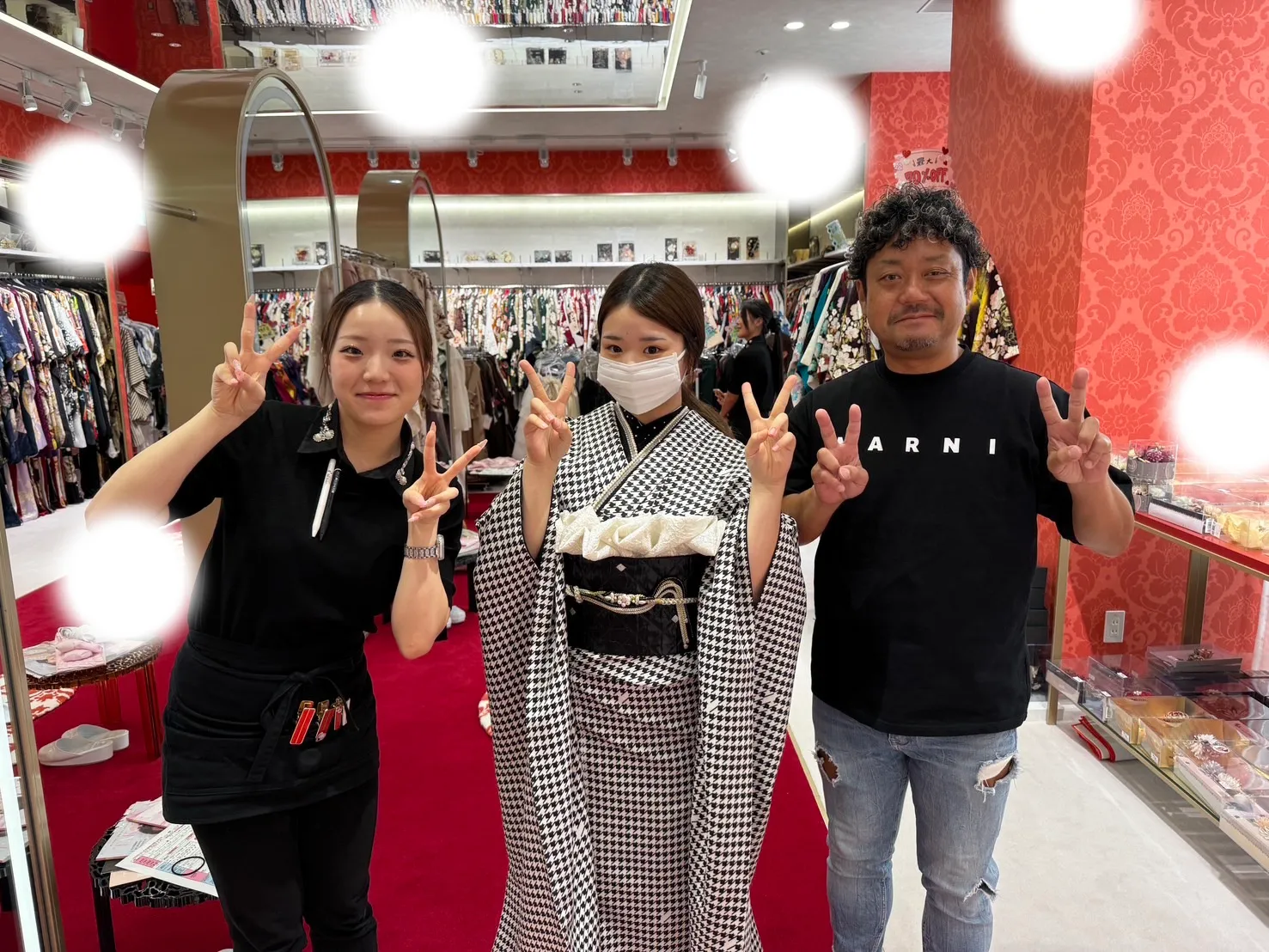 成人式　前撮り　梅田　千鳥柄