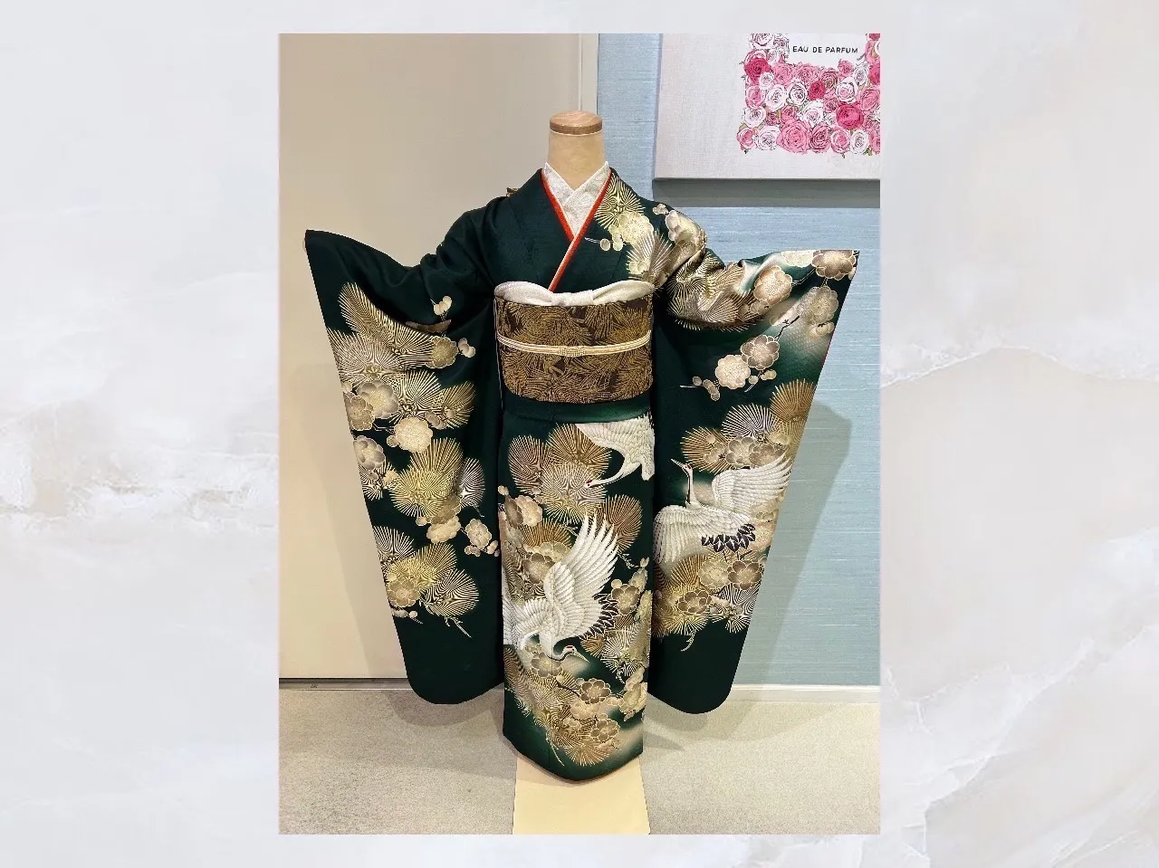 振袖レンタル　緑　粋古典