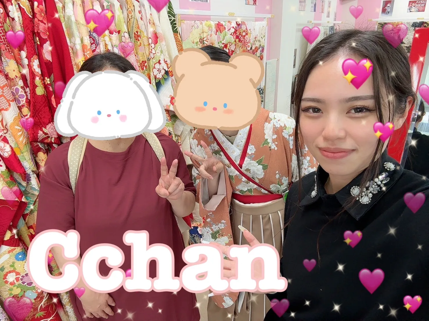 袴　前撮り撮影会　可愛い　おしゃれ　バラ柄　ピンク
