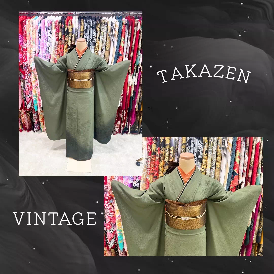 TAKAZEN神戸旧居留地店　成人式　振袖レンタル　振袖　ヴィンテージ　カッコイイ振袖　無地振袖