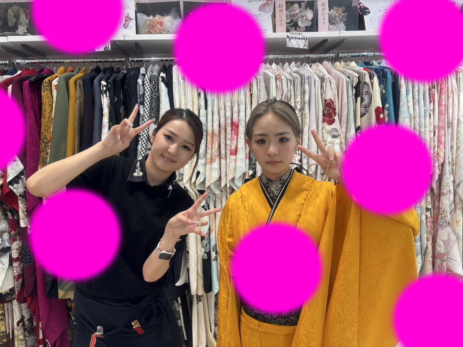 TAKAZEN神戸店　前撮り撮影会　イマドキ　カワイイ　コディネート　振袖　レンタル　袴　 からし　ヴィンテージ