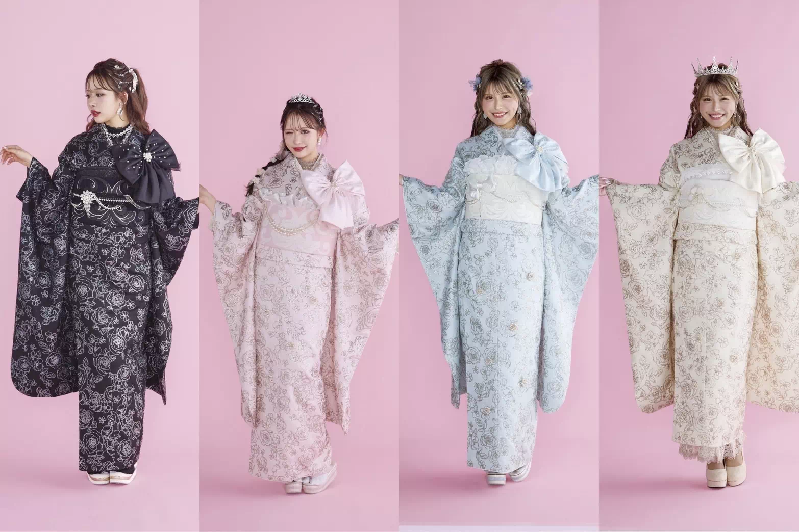 TAKAZEN姫路店　姫路市　成人式　卒業式　袴　振袖　イマドキ振袖　キラキラ　ヘップバーン　　白　金