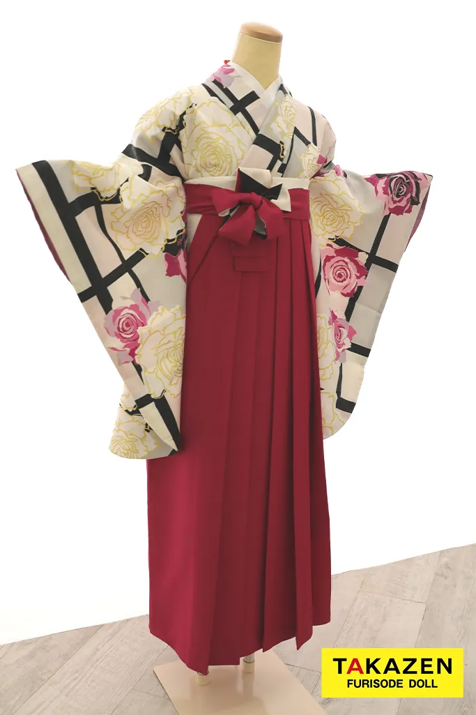 TAKAZENのレンタル袴 格安袴　セシルマクビー　ピンク　バラ柄　かわいい　地雷系【通販可】Y19