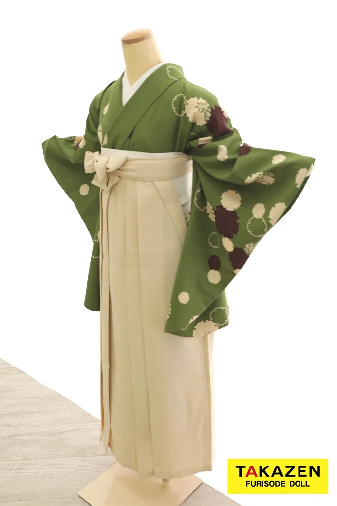 TAKAZENのレンタル袴 格安袴　正統派古典袴　抹茶　古典柄　シンプル　清楚　きれいめ【通販可】Y24