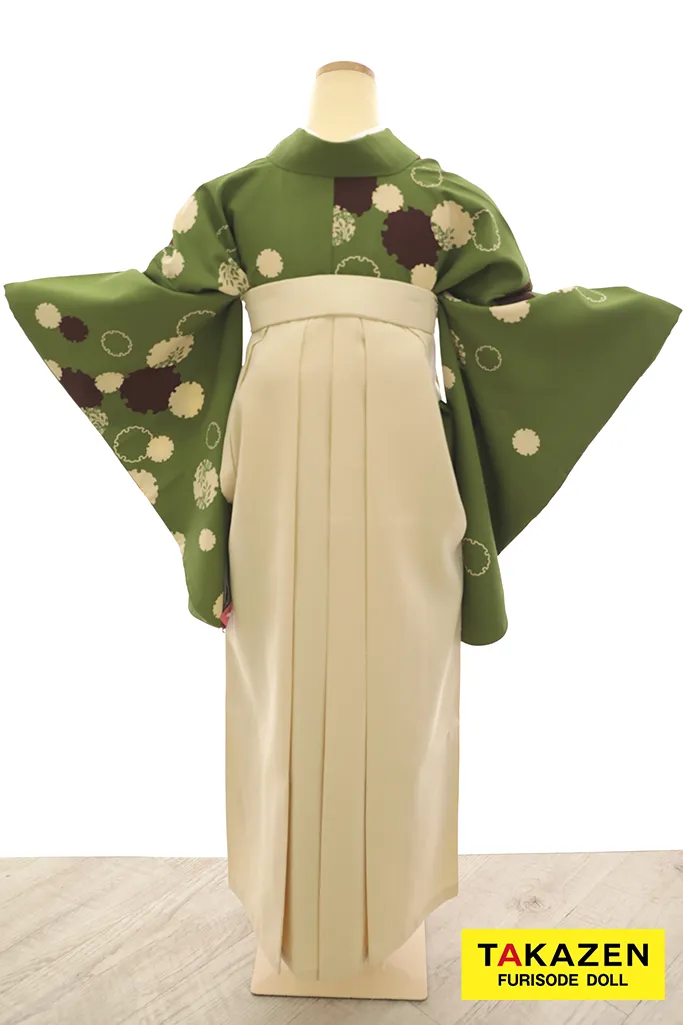 TAKAZENのレンタル袴 格安袴　正統派古典袴　抹茶　古典柄　シンプル　清楚　きれいめ【通販可】Y24
