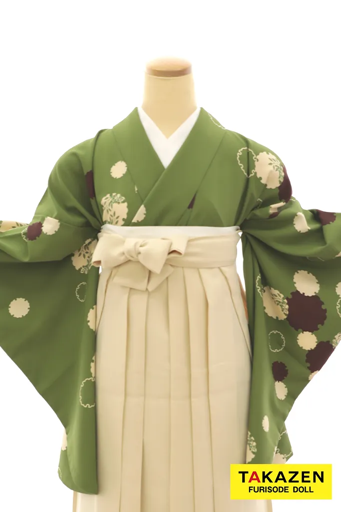 TAKAZENのレンタル袴 格安袴　正統派古典袴　抹茶　古典柄　シンプル　清楚　きれいめ【通販可】Y24