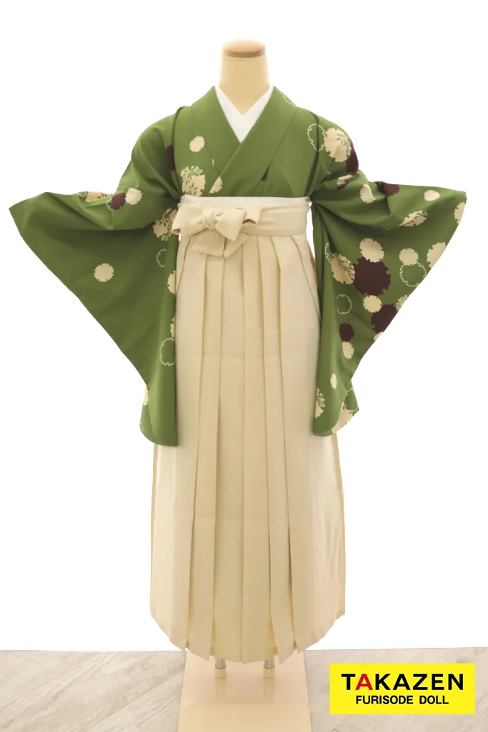 TAKAZENのレンタル袴 格安袴　正統派古典袴　抹茶　古典柄　シンプル　清楚　きれいめ【通販可】Y24