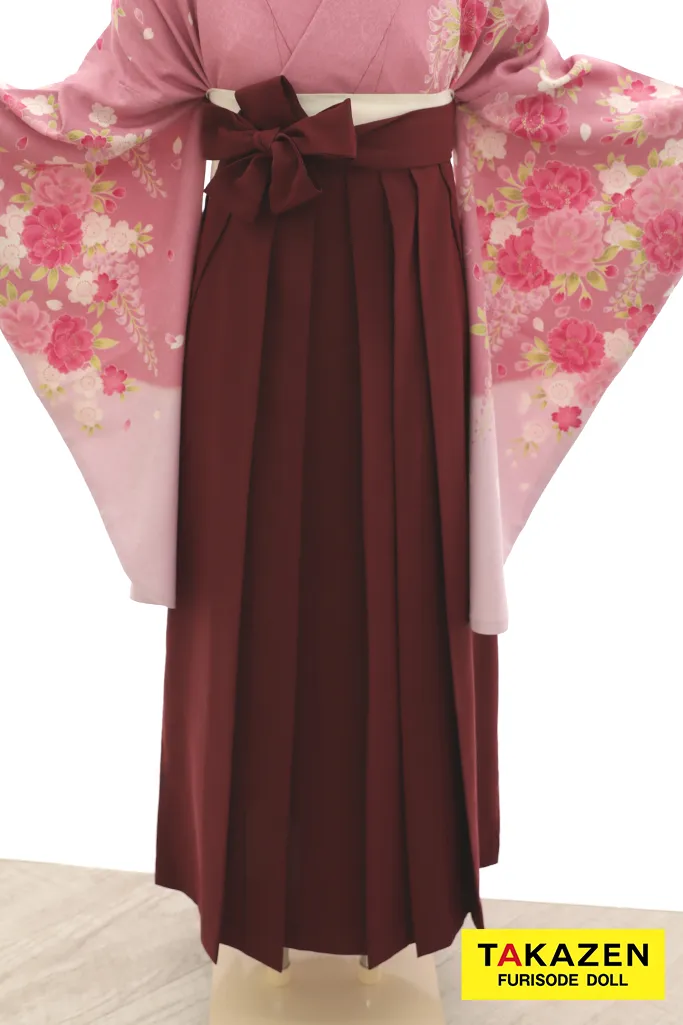 TAKAZENのレンタル袴 格安袴　正統派古典　ピンク　桜柄　シンプル　かわいい　清楚系【通販可】Y28
