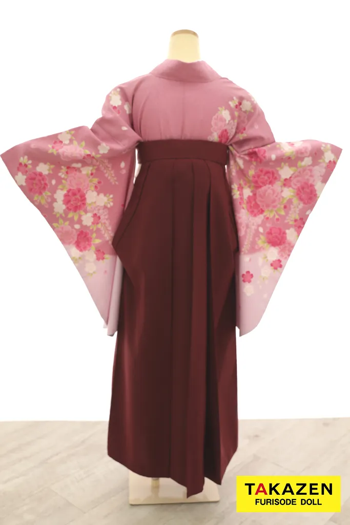 TAKAZENのレンタル袴 格安袴　正統派古典　ピンク　桜柄　シンプル　かわいい　清楚系【通販可】Y28