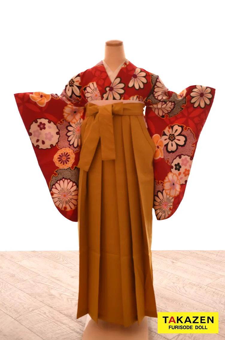 TAKAZENのレンタル袴 格安袴　正統派古典　赤　和柄　上品　王道　清楚【通販可】Y31