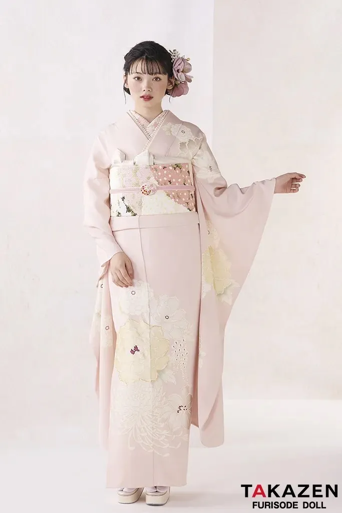 TAKAZEN　タカゼン　堺エリア　成人式振袖レンタル　ピンク振袖　可愛い　古典振袖　レース　キラキラ