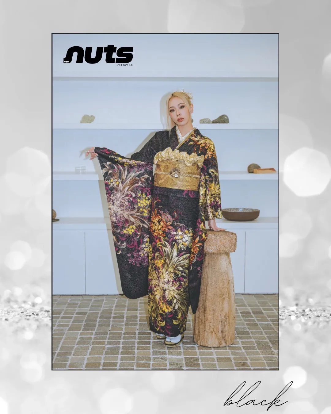 nuts　振袖レンタル　ギャル振袖　nutsコラボ振袖　かわいい　大人な雰囲気