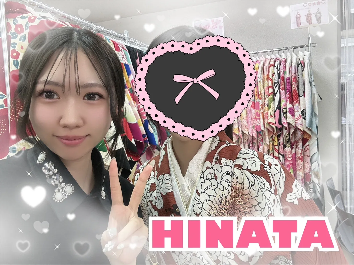 袴　前撮り撮影会　可愛い　おしゃれ　バラ柄　ピンク