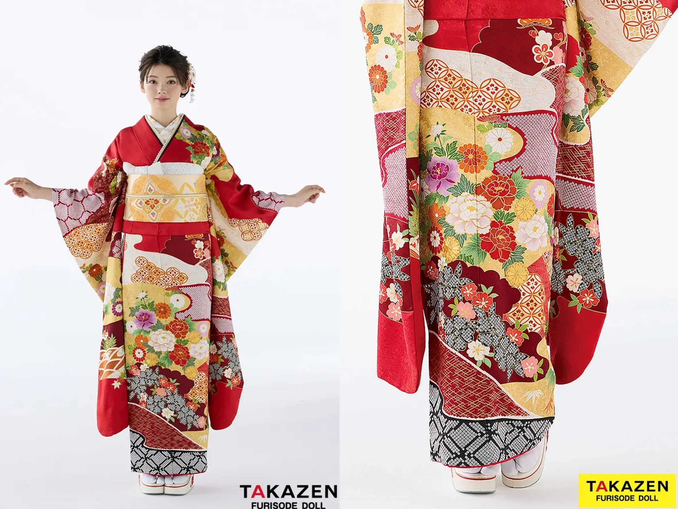振袖　レンタル　奈良　振袖安い　プレミアム古典　吉澤織物/逸品　最高級染繍桶絞り友禅 　赤　牡丹柄　上品な振袖　綺麗　南琴奈【通販可】26031