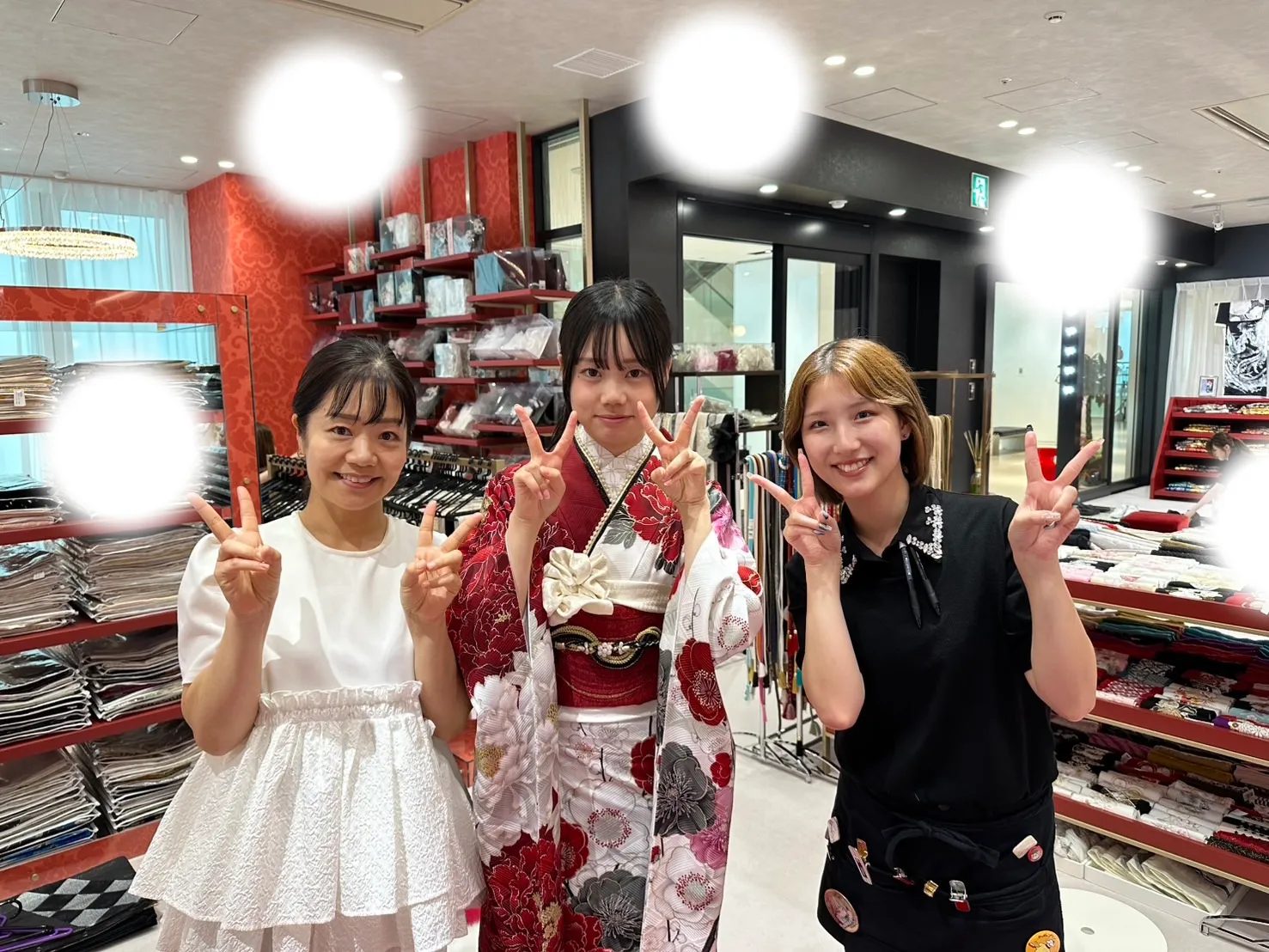 成人式　前撮り　梅田　振袖レンタル　ちいぽぽ　赤　白　かわいい
