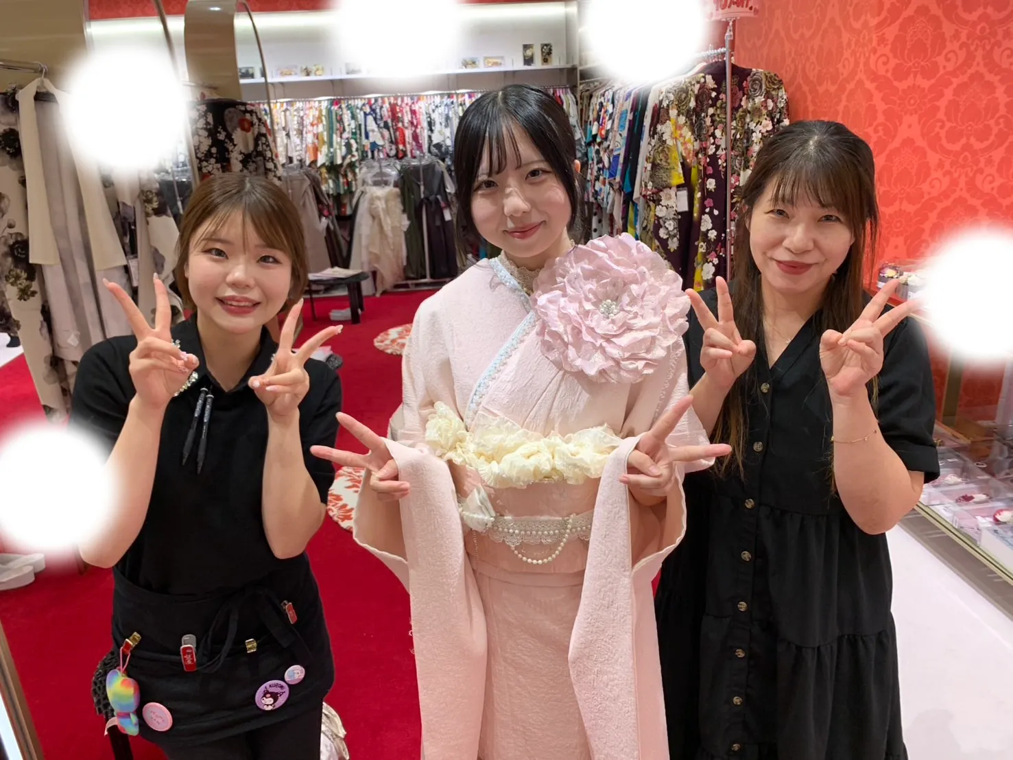 成人式　前撮り　梅田　振袖レンタル　ピンク　バラ　ヘップバーン　かわいい