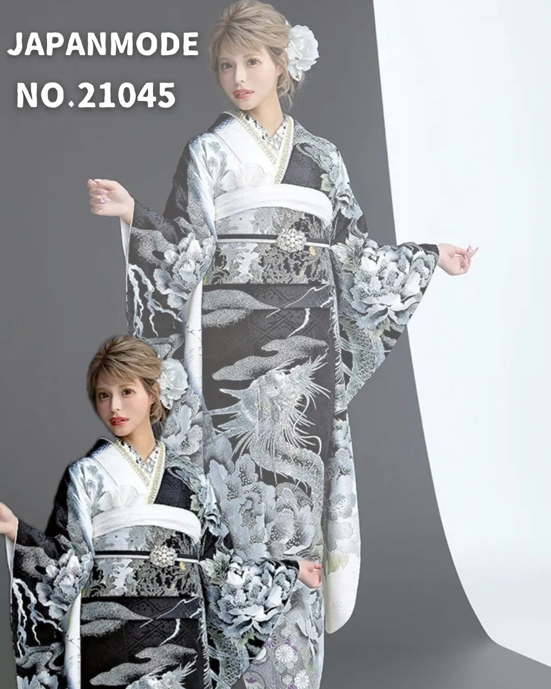 前撮り　振袖　撮影会TAKAZENオリジナルJAPANMODE可愛い渋い被らないシルバー