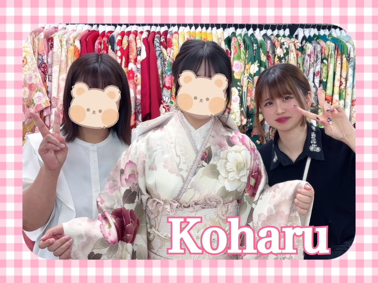 くすみカラーガーリー　白/ピンク/淡色　椿柄　かわいい　リボン小物コーデ　トレンド　人気　香音ちゃん【通販可】24012