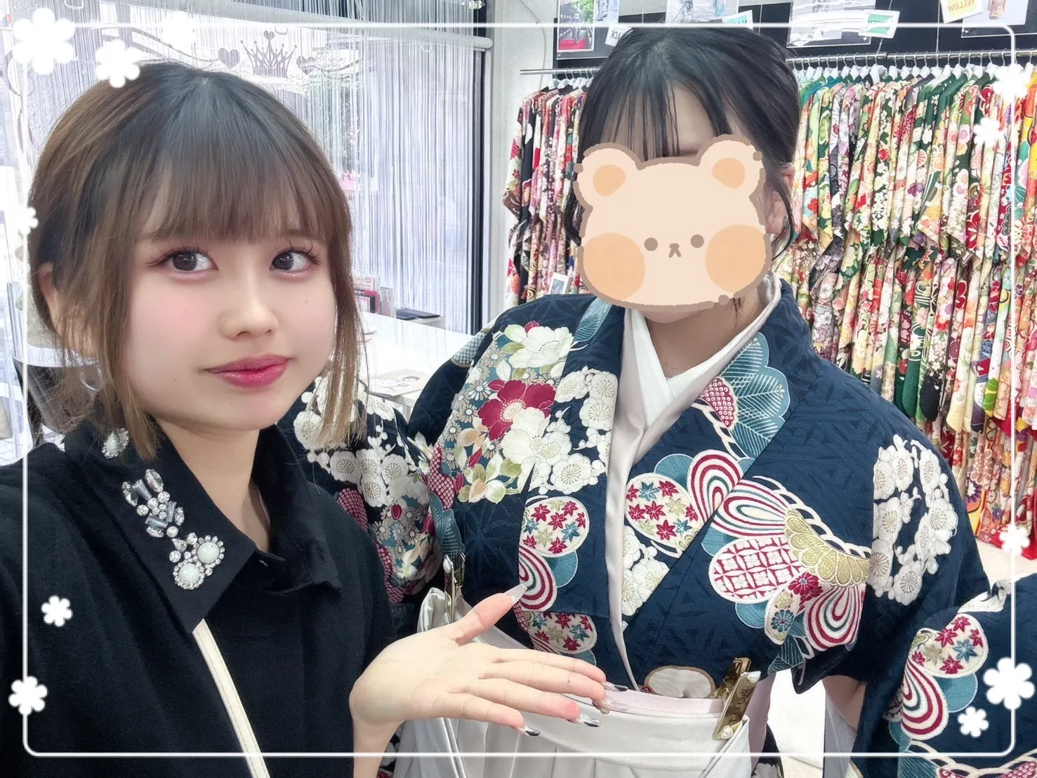 袴　レンタル　奈良　古典柄　青色　