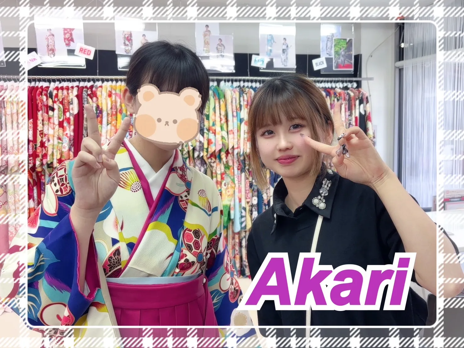 JAPANSTYLE×中村里砂ブランド袴　ブルー(水色)/ピンク/白　椿柄　レトロモダン　個性的【通販可】R31029