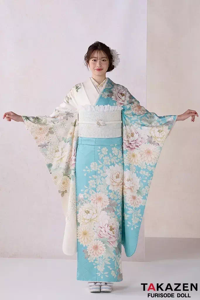 TAKAZEN姫路店　加古川市　高砂市　人気振袖　振袖レンタル　姫路市　成人式　卒業式　袴　振袖　イマドキ振袖　香音　水色　アイスブルー　正統派古典