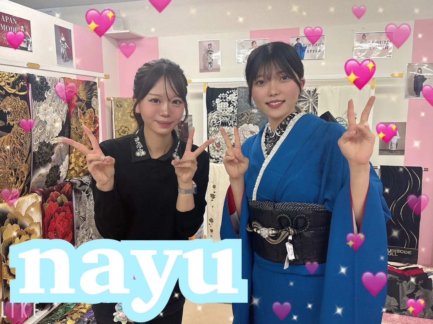 TAKAZEN　奈良　振袖　レンタル　成人式　前撮り　無地　青色　ヴィンテージ　個性派　目立つ　かっこいい　かわいい　レース　フリル　黒無地　イマドキ　オシャレ　かわいい　くすみ