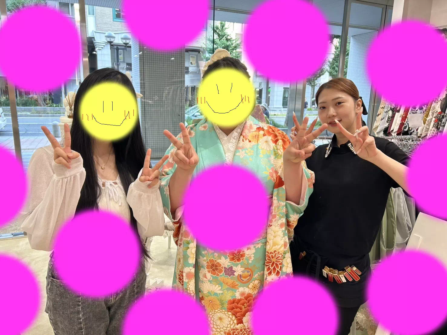 TAKAZEN神戸旧居留地店　成人式　振袖レンタル　カワイイ　イマドキ　安くて可愛い振袖　水色振袖