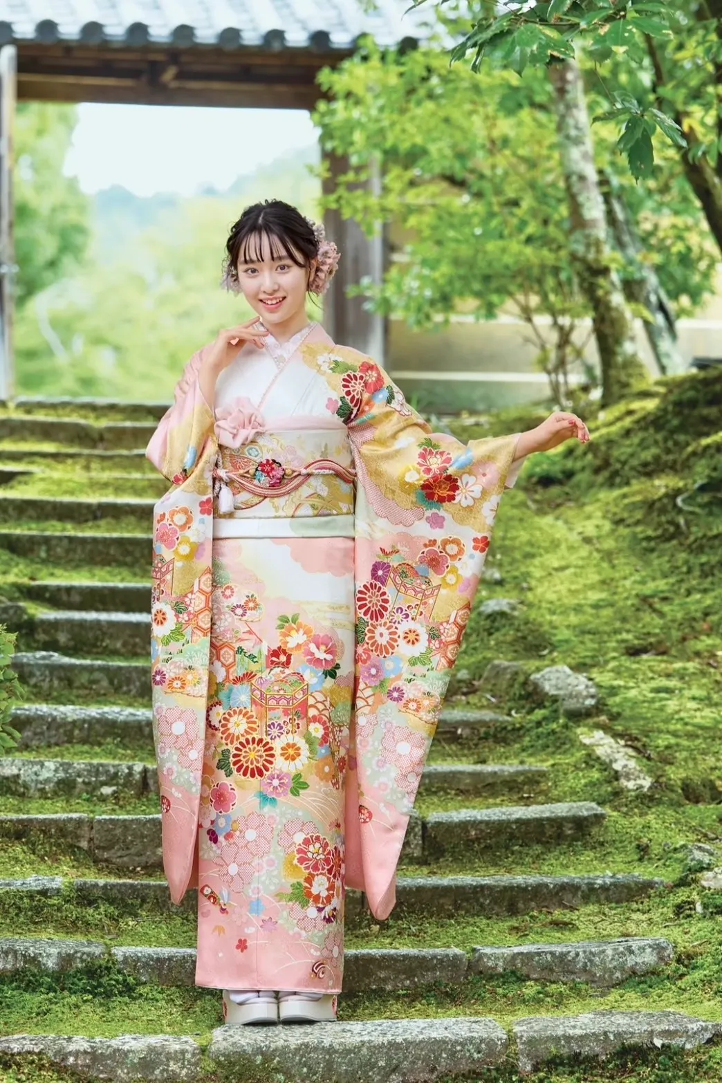 白　ピンク　振袖