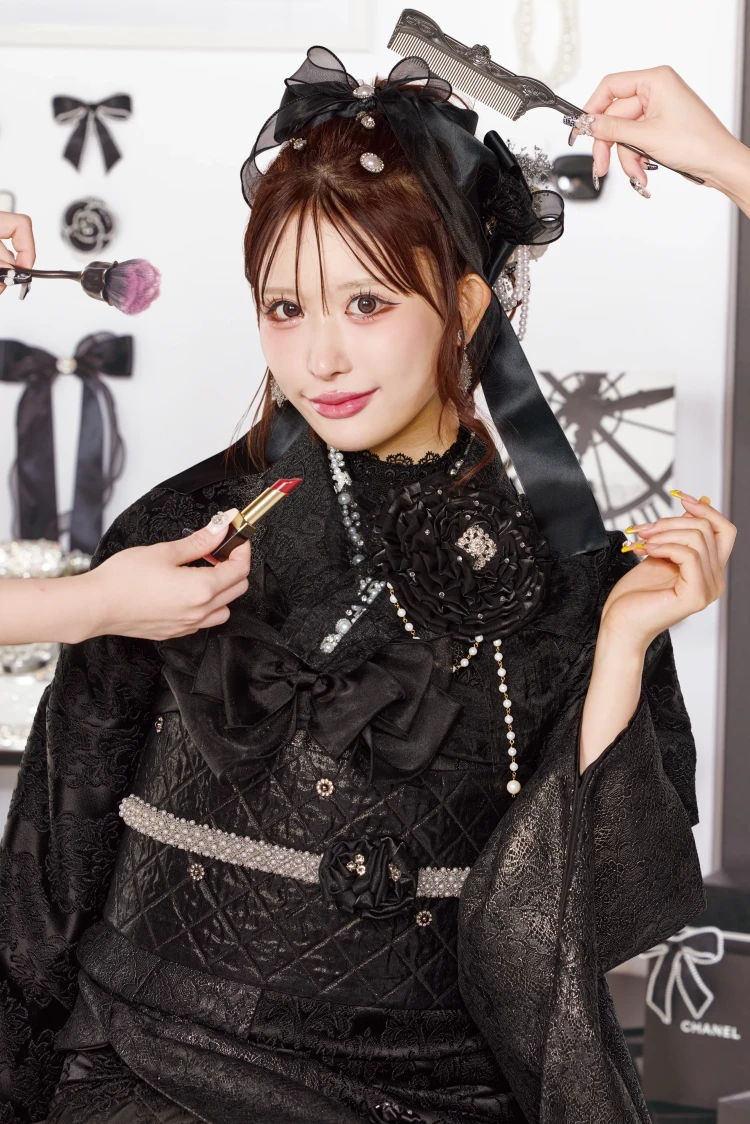 成人式振袖レンタル ヘップバーン シュシュ リボン付き振袖