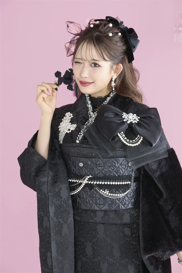 成人式振袖レンタル ヘップバーン シュシュ リボン付き振袖 ふわふわ