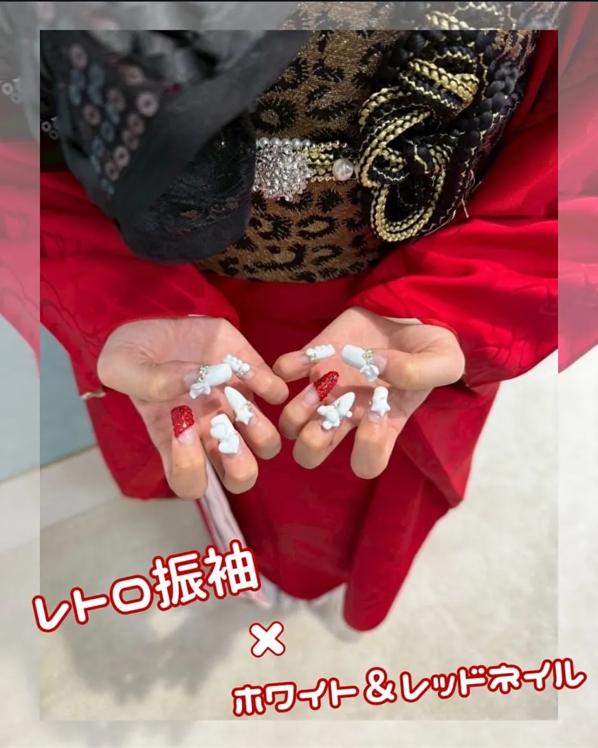 前撮り　振袖　撮影会赤色無地かわいいブーツスタイル