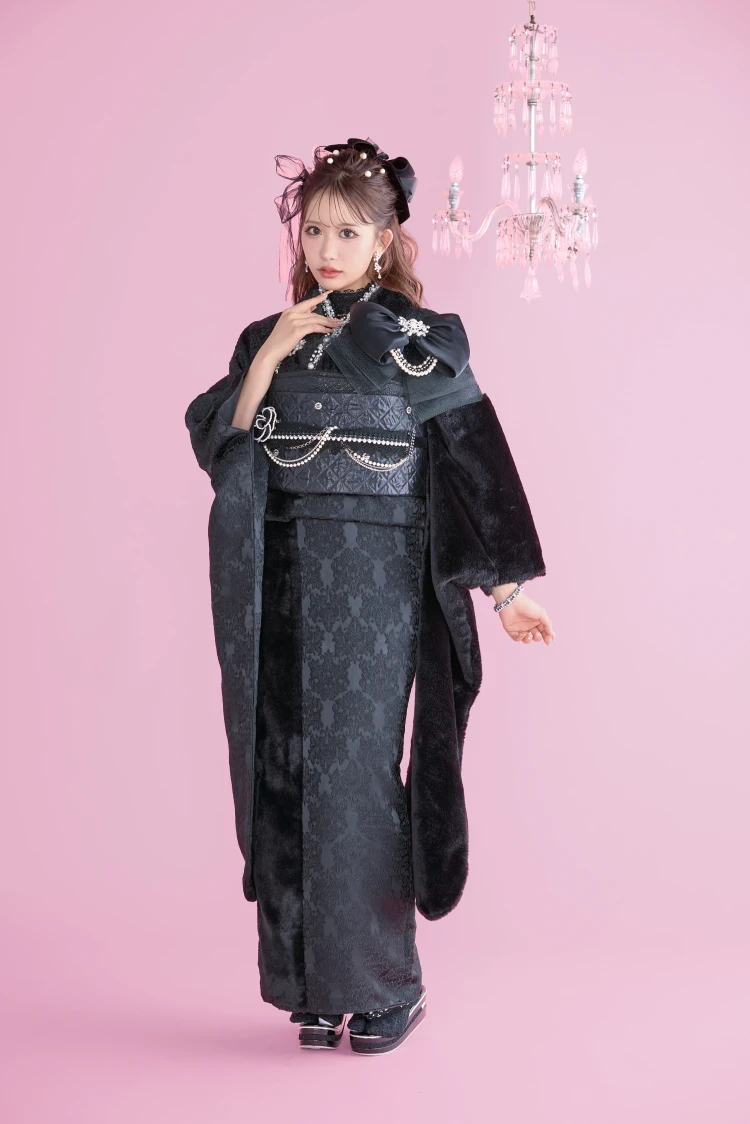 成人式振袖レンタル ヘップバーン シュシュ リボン付き振袖 ふわふわ