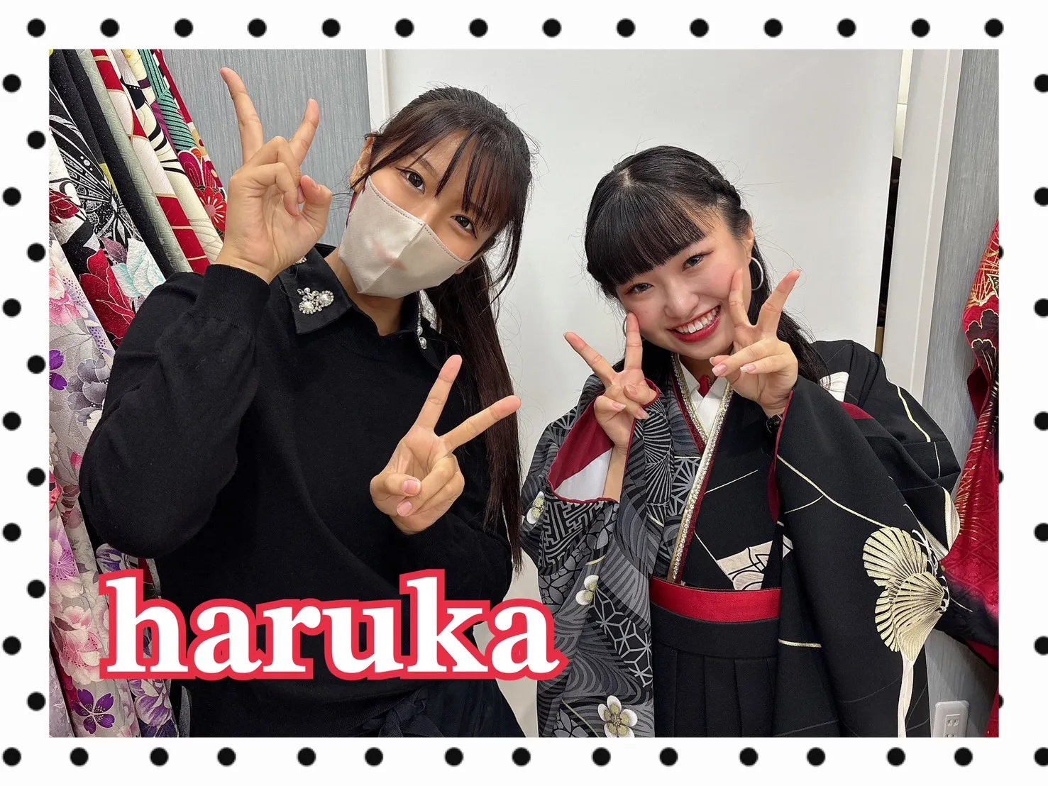 TAKAZEN橿原　奈良　橿原　成人式　振袖　振袖レンタル　前撮り　卒業式　袴レンタルJAPAN STYLE×中村里砂ブランド袴　黒　肩身替り/梅丸紋　かっこいい　きれいめ　渋い　シック　大人っぽい【通販可】R26034