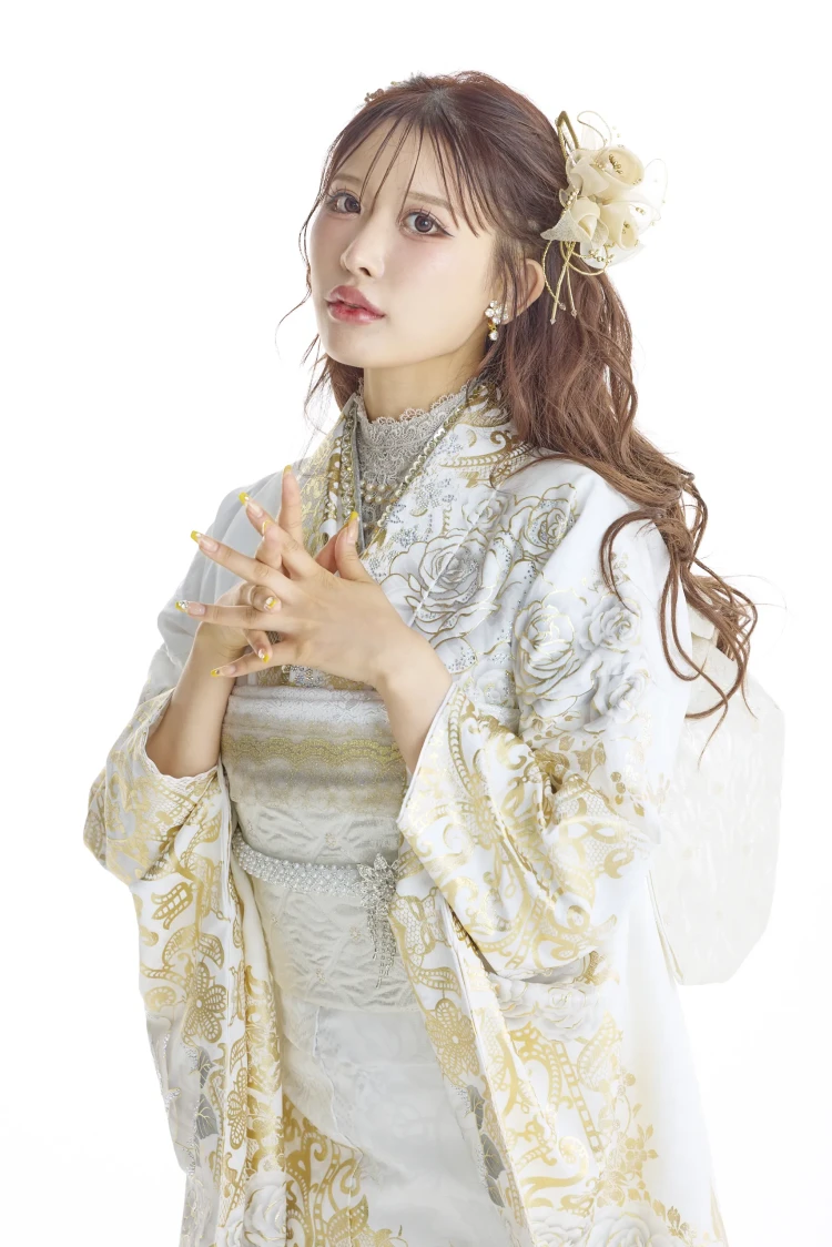 成人式振袖レンタル ヘップバーン ローズ エレガント 白金