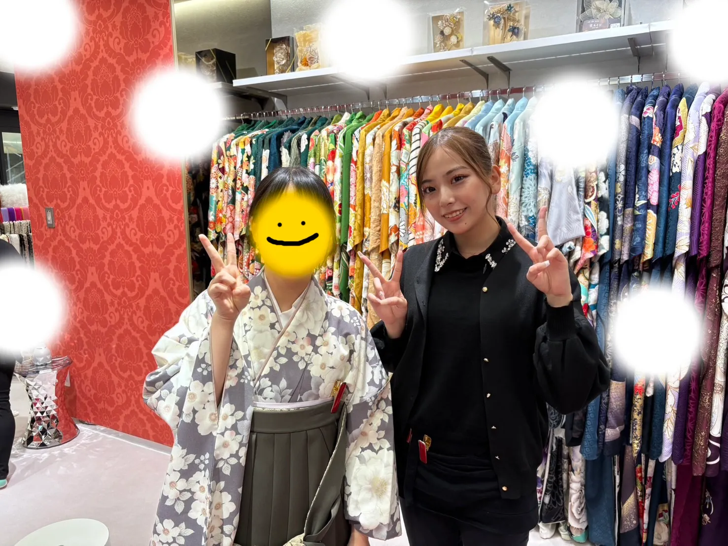 卒業式　袴　くすみ　花柄