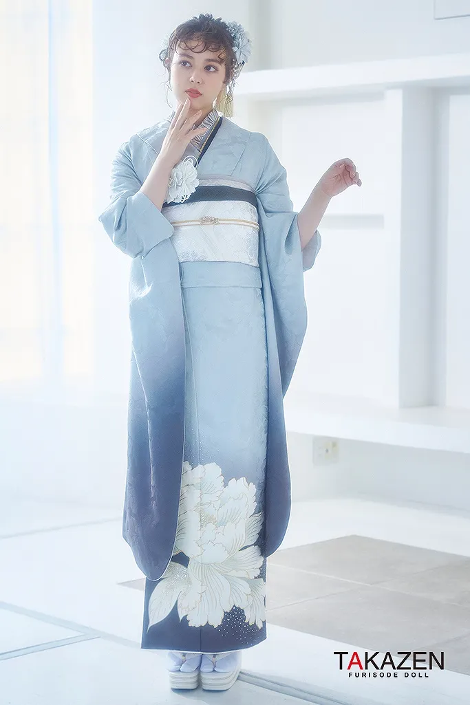 成人式振袖レンタル　きれいめシンプル　くすみ系
