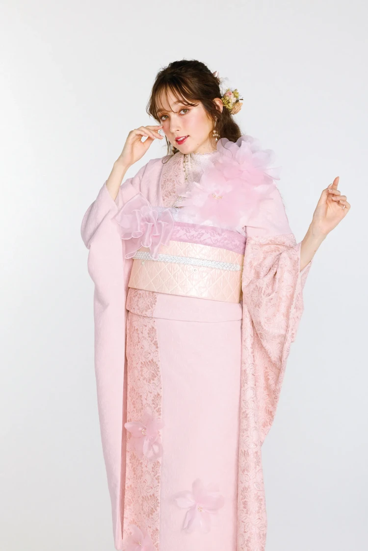 成人式振袖レンタル ヘップバーン シュシュ お花ン付き振袖