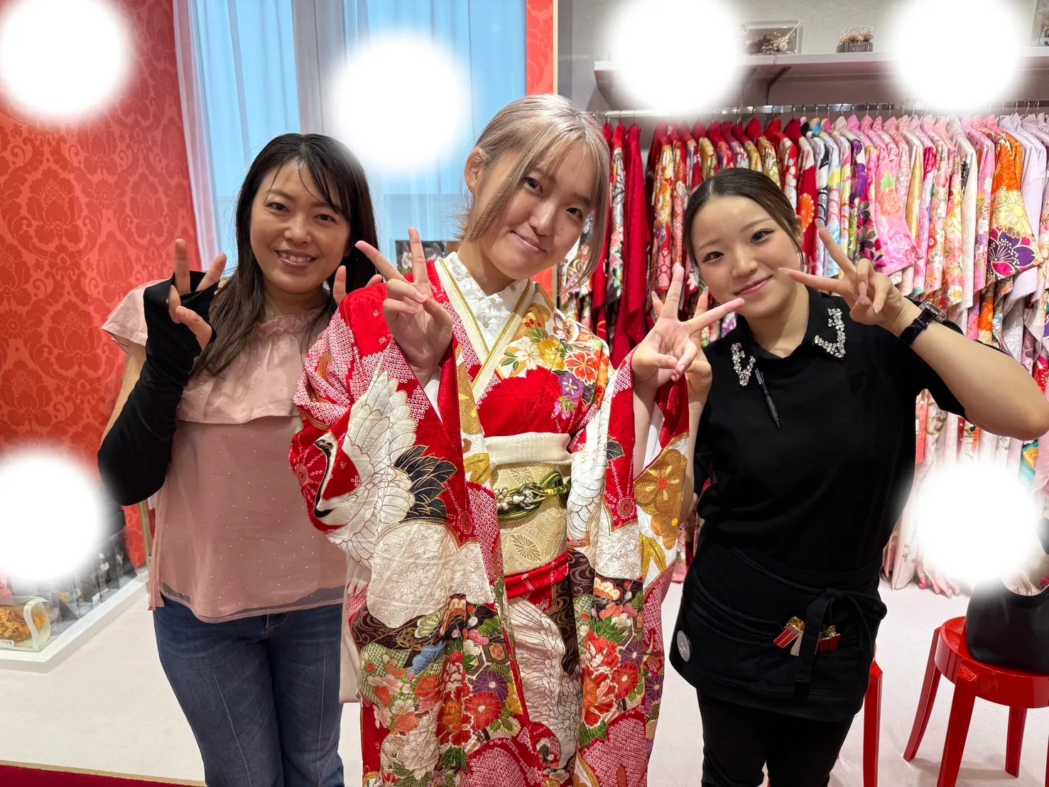 成人式　振袖　梅田　レンタル　赤色　古典柄　かわいい