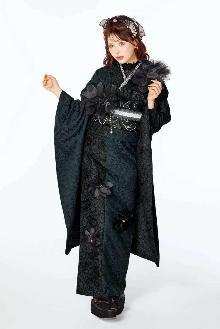 成人式振袖レンタル ヘップバーン シュシュ お花ン付き振袖