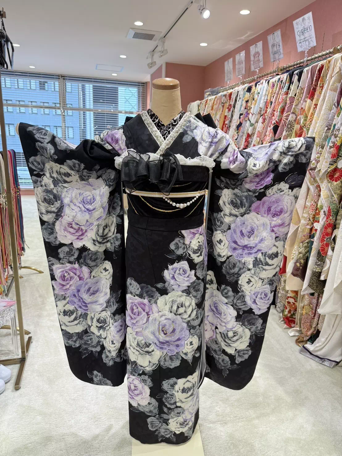 TAKAZEN姫路店　姫路市　卒業式　袴　チェック　チョーカー　リボン　黒　