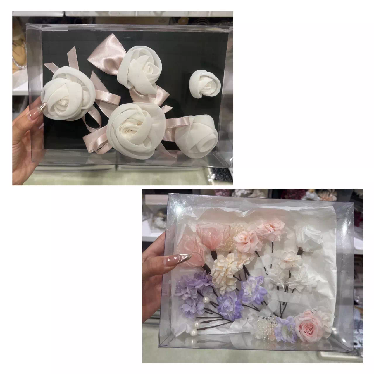 TAKAZEN姫路店　姫路市　成人式　卒業式　袴　振袖　イマドキ振袖　キラキラ　ヘップバーン　髪飾り　紫　ピンク
